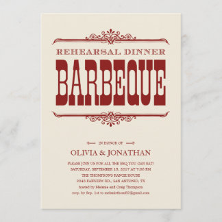 Vintage BBQ Rehearsal Dinner Invitations