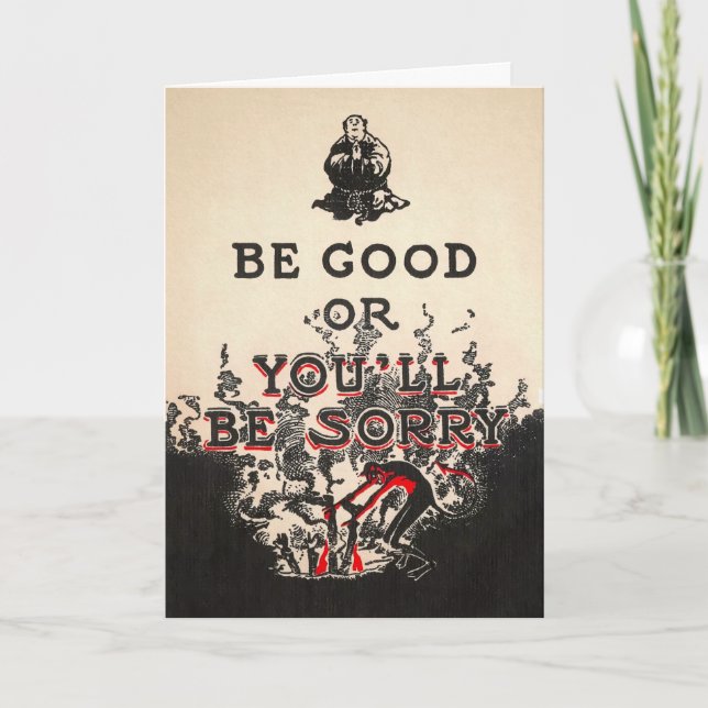 Vintage "Be Good" Devil Customisable Card (Front)