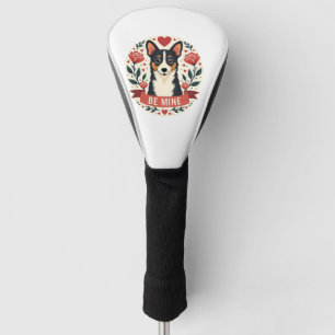 Vintage Be Mine Corgi Valentine Floral Folk Art De Golf Head Cover