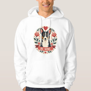 Vintage Be Mine Corgi Valentine Floral Folk Art De Hoodie