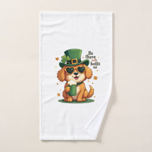 Vintage Be There With Bells On Dog St Patricks Day Hand Towel