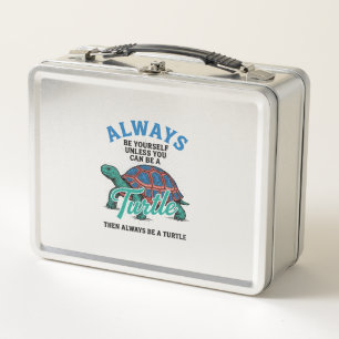 Vintage Be Yourself Turtle Shirt Design_1 Metal Lunch Box