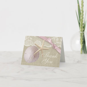 Vintage Beach and Burlap Thank You Card