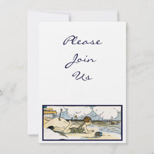 Vintage Beach Art Custom Invitations