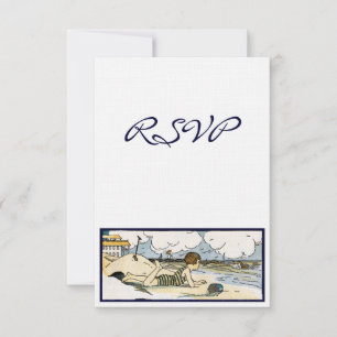Vintage Beach Art Custom RSVP Cards