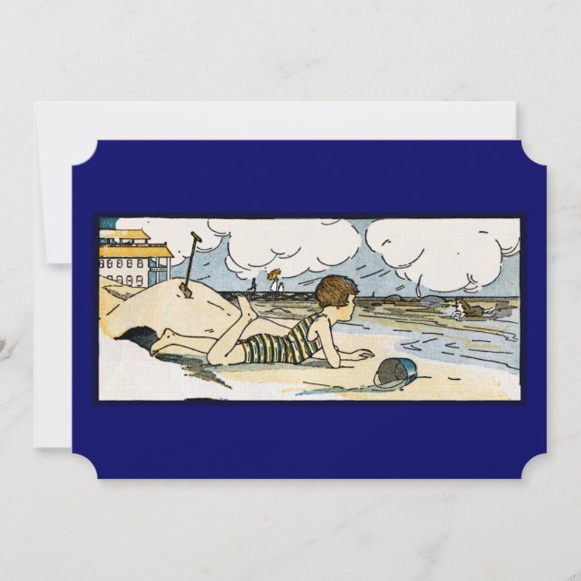 Vintage Beach Art Seascape Custom Invitations (Front)