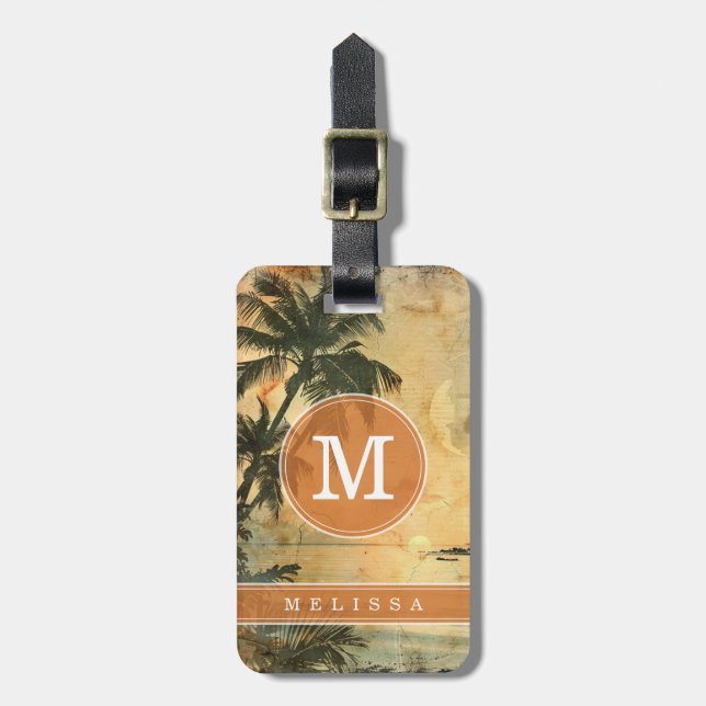 Vintage Beach Background Luggage Tag (Front Vertical)