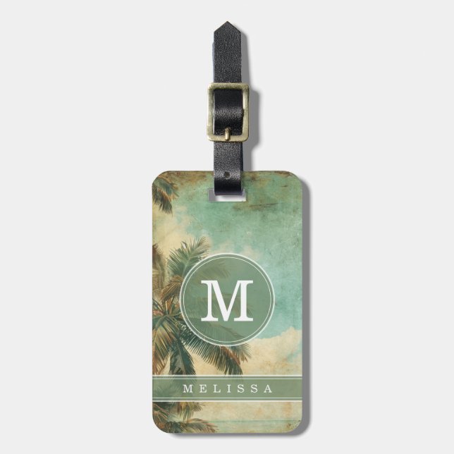 Vintage Beach Background Luggage Tag (Front Vertical)