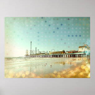Vintage Beach Boardwalk, Archival Print