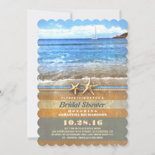 Vintage beach bridal shower invitations