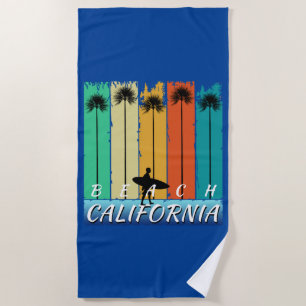 VINTAGE BEACH CALIFORNIA PALM TREES TOWEL