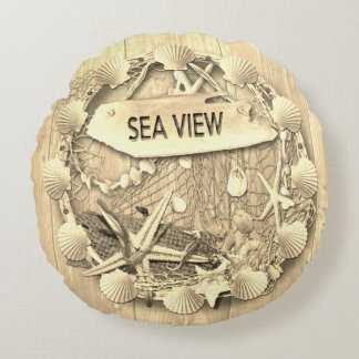 Vintage Beach Cushion - Sea View