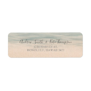 Vintage Beach Front Hawaii Wedding Return Address