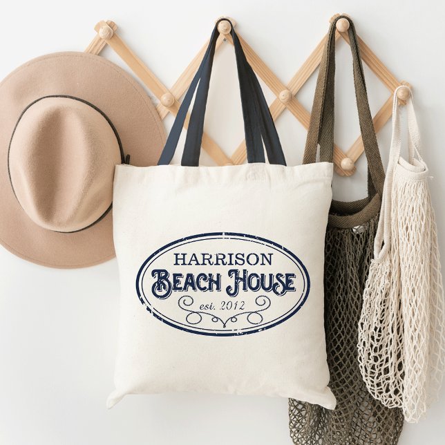 Vintage Beach House Personalised Tote Bag (Creator Uploaded)