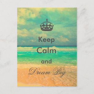 vintage beach “Keep Calm and Dream Big” quote Postcard