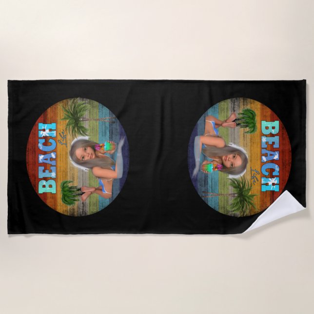 Vintage Beach Life Surf Beach Towel (Front)