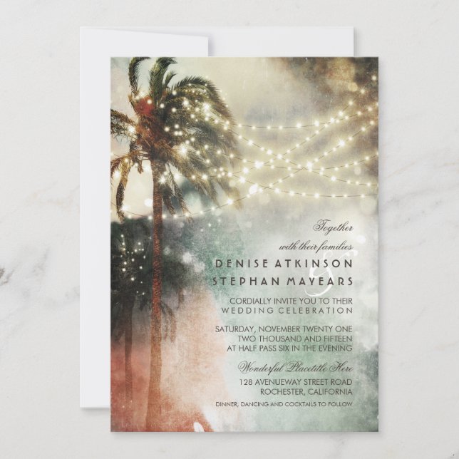 Vintage Beach Old Wedding Invitations (Front)