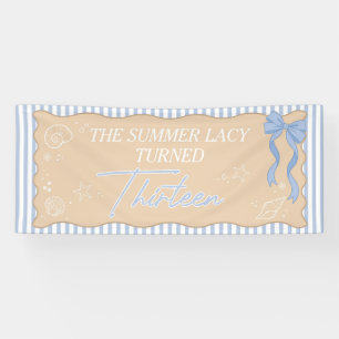 Vintage Beach Pastel Blue Girl Birthday Banner