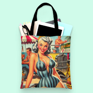 Vintage Beach Pin-up Tote Bag
