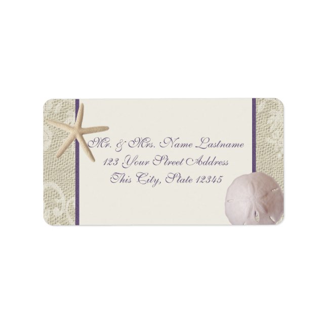 Vintage Beach Purple Address Label (Front)
