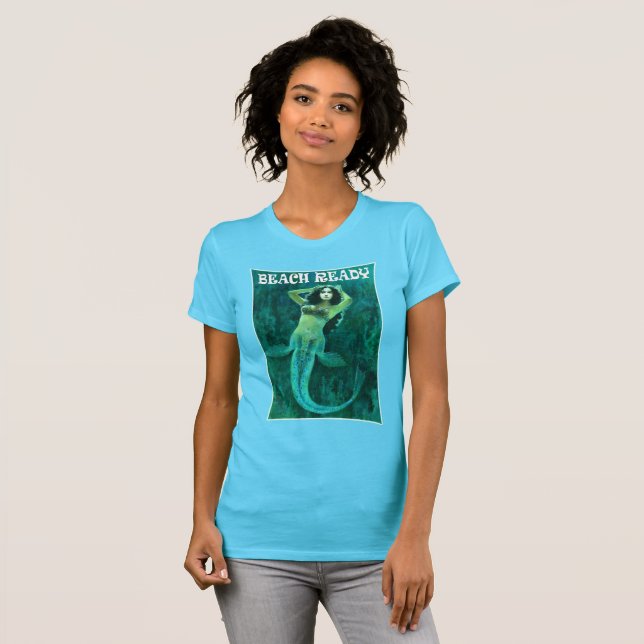 Vintage Beach Ready Pin-up Mermaid T-shirt (Front Full)