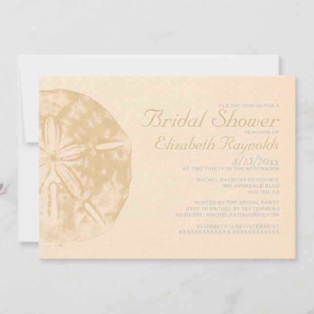 Vintage Beach Sand Dollar Bridal Shower Invitation (Front)