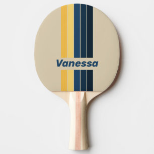 Vintage Beach Sand Pin Striped with Name Ping Pong Paddle