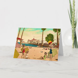 Vintage Beach Scene Birthday Card