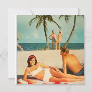 Vintage Beach Scene Holiday Card