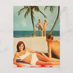Vintage Beach Scene Holiday Postcard