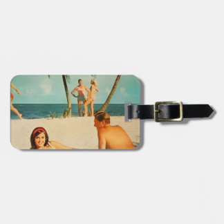 Vintage Beach Scene Luggage Tag