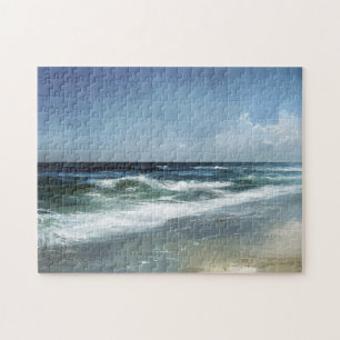 Vintage Beach Scenic Landscape Jigsaw Puzzle