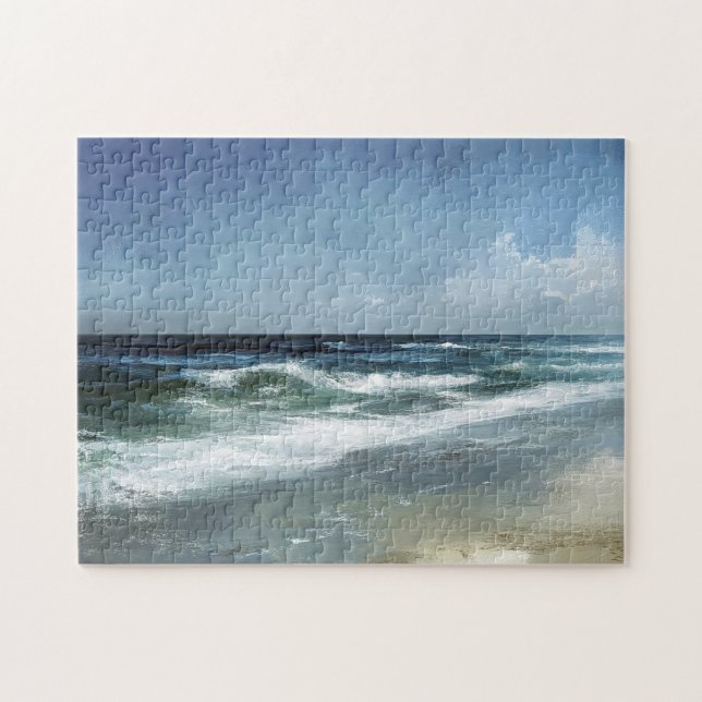 Vintage Beach Scenic Landscape Jigsaw Puzzle (Horizontal)
