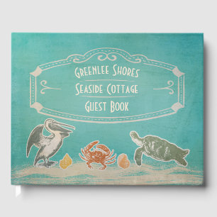 Vintage Beach Sea Life Vacation Rental Welcome Guest Book