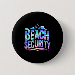 Vintage beach security surf mermaid vacation trip 6 cm round badge