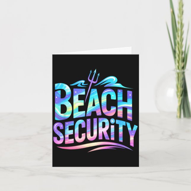 Vintage beach security surf mermaid vacation trip card (Front)