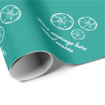 Vintage beach shell sand dollar custom turquoise wrapping paper<br><div class="desc">Vintage beach shell sand dollar custom turquoise Wrapping Paper. Customizable background color and elegant script typography template for your wishes or note. Personalize with name and custom greetings. Perfect for friends, family, sailor, boat captain, skipper, fisher, kids etc. Suitable for men, women and kids. Make your own gift wrap for...</div>
