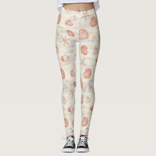 Vintage Beach Shells with Coral & Starfish Leggings