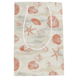 Vintage Beach Shells with Coral & Starfish Medium Gift Bag