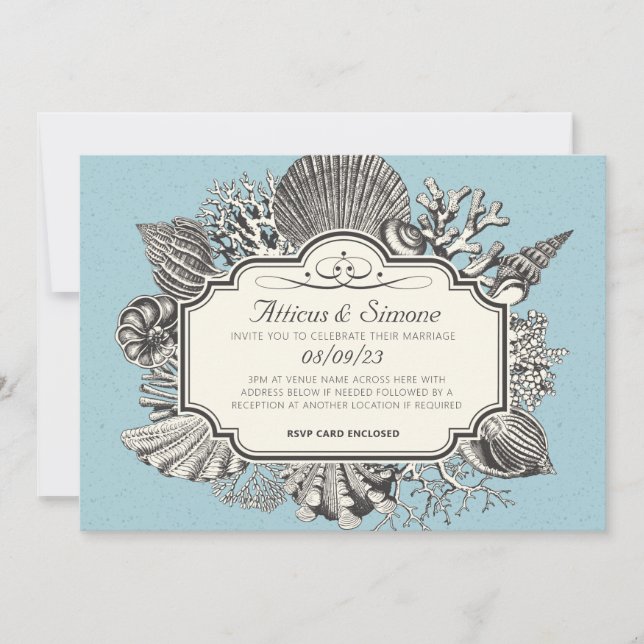 Vintage Beach Style Wedding Invitation (Front)