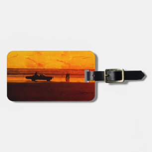 Vintage Beach Sunset luggage tag