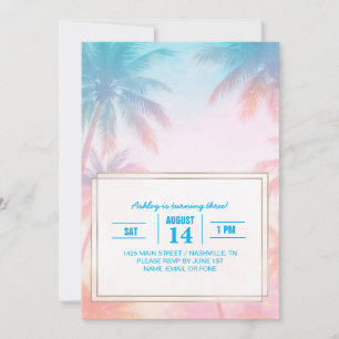 Vintage Beach Sunset Palm Trees Pastel             Invitation