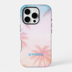 Vintage Beach Sunset Palm Trees Pastel iPhone 16 Pro Case
