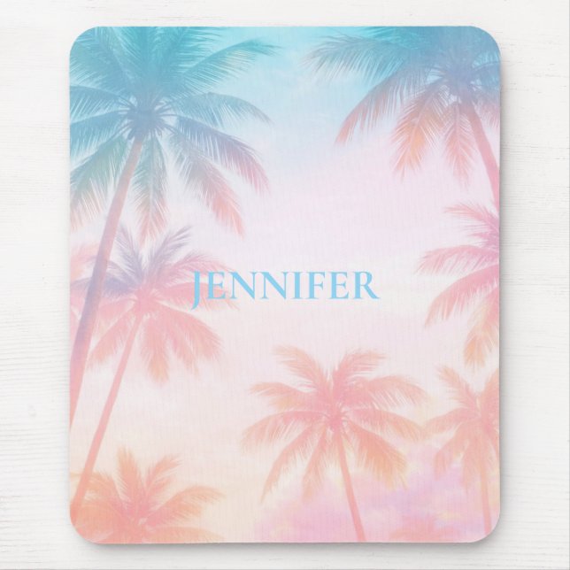 Vintage Beach Sunset Palm Trees Pastel             Mouse Pad (Front)