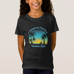 Vintage Beach Sunset Vacation Orange-blue lounger T-Shirt