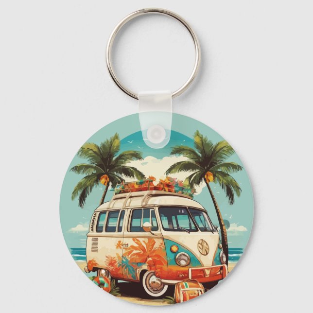 Vintage Beach Van Key Ring (Front)