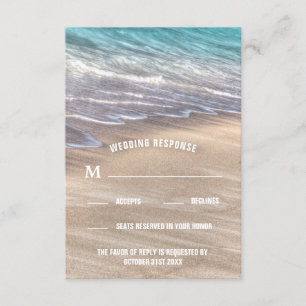 Vintage Beach Waves and Sand Wedding RSVP Cards