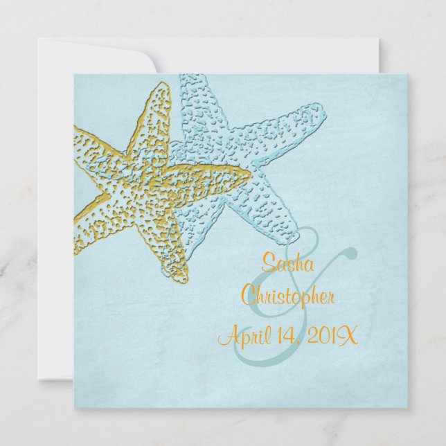 Vintage Beach Wedding Invitations (Front)