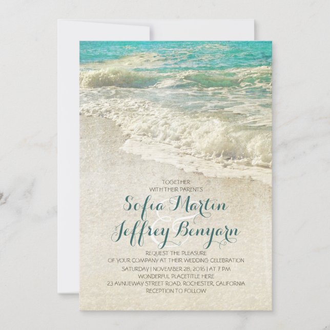 Vintage beach wedding invitations (Front)