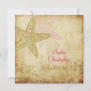Vintage Beach Wedding Invitations/speckles stock Invitation